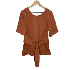 Nike Women s Studio Yoga Wrap Top Size Large Classic Front Tie Side Slits